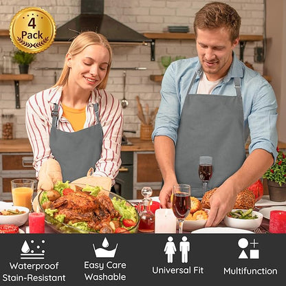 4 Packs Chef Apron, Waterproof Apron, Adjustable Aprons - Image 2