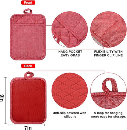 Pot Holders Yarn-Dyed Set of 3 Non Slip Silicone Kitchen Lines Heat Resistant - Image 2