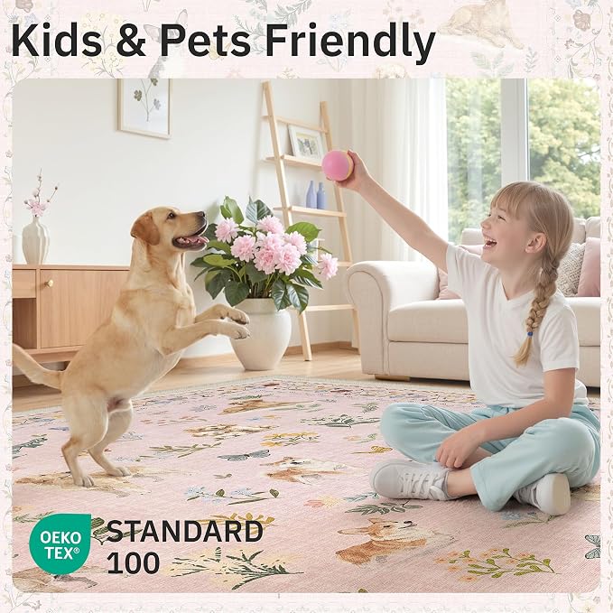 Soalmost Dog 9x12 Pink Area Rugs - Image 5