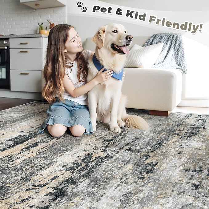 pmtsns Area Rugs 5x7 for Living Room: Washable Rug Modern Abstract Neutral Soft - Image 5