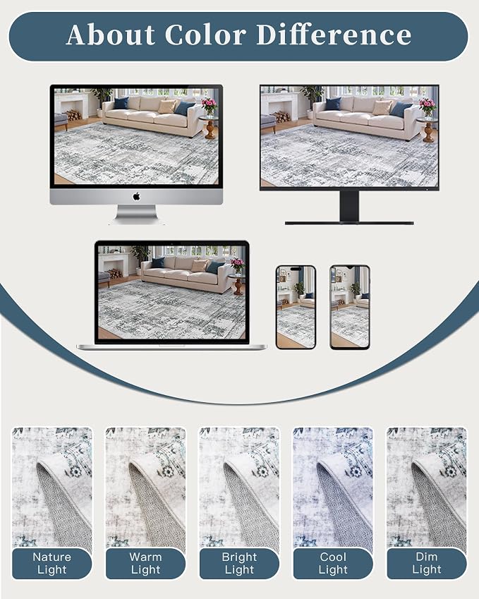 Madane 5x7 Area Rugs Washable Rug: Vintage Living Room Rug - Image 7
