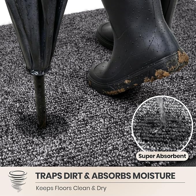 PURRUGS Dirt Trapping Door Mat 24" x 35.5", Non-Slip Machine Washable Entry Rug - Image 2