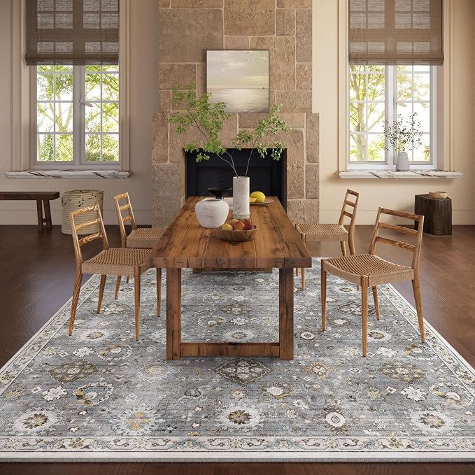 Machine Washable Rug for Living room: 6x9 Area Rugs Boho Vintage Rugs Stain - Image 5