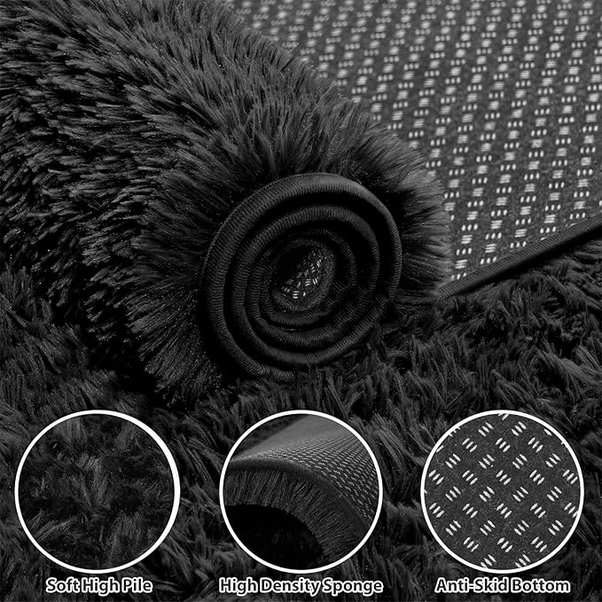8x10 Area Rugs for Living Room Bedroom: Soft Fluffy Shag Rugs Upgrade Non-Slip - Image 3