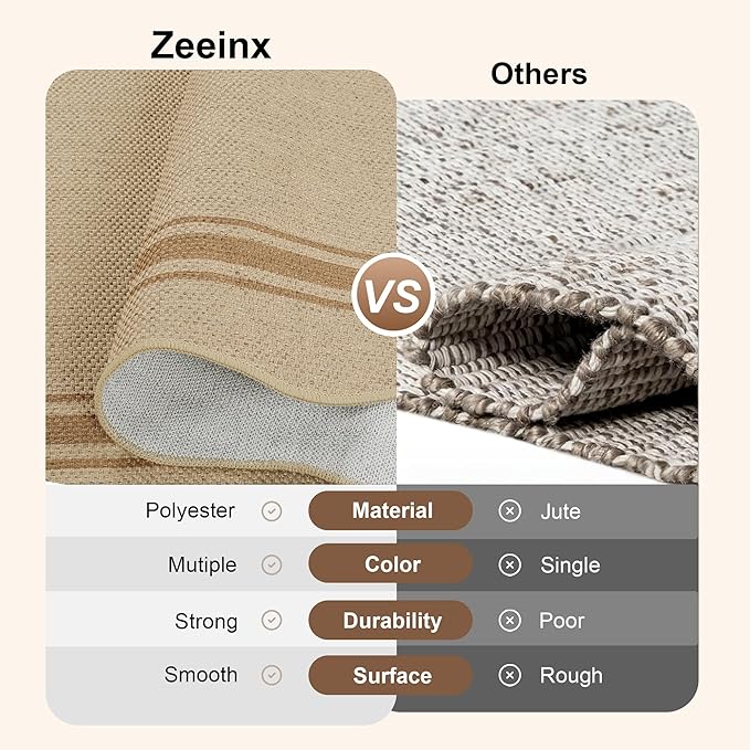 Easy Jute Kitchen Rug 2x3 Front Door Mat Washable Non Slip Entryway Rug - Image 4