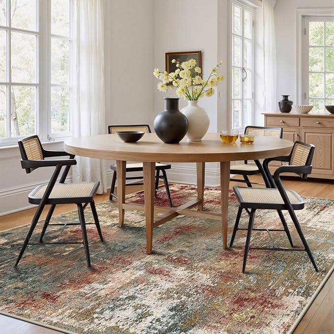 RELEANY Washable Area Rugs Square 7ft Non-Slip Modern Abstract Soft - Image 8