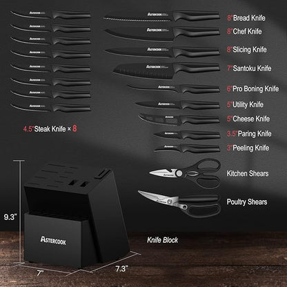 Knife Set, Astercook 21 Pieces Knife Sets - Image 2