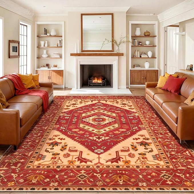 SERISSA 9x12 Area Rugs for Living Room, Large Washable Non-Slip Boho Rug by SERISSAHomeDecorCollection