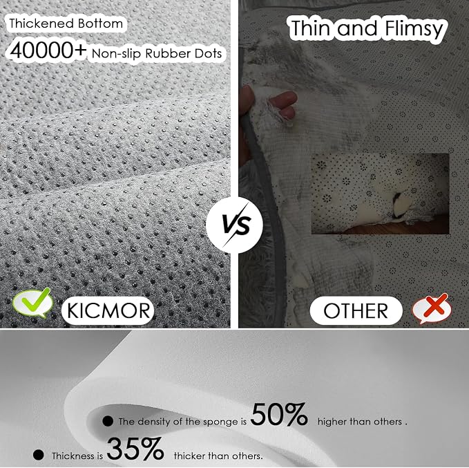 KICMOR 5x7 Rug for Living Room Bedroom, Fluffy Black and White Area Rug Fuzzy - Image 4