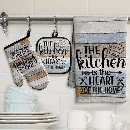 Sratte 6 Pcs Kitchen Decor Accessories Set Farmhouse Towels Pot Holders Oven - Image 7