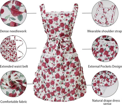 Funny Aprons for Women with Pockets, Kitchen Cooking Grilling Bbq Cute Chef - Image 4