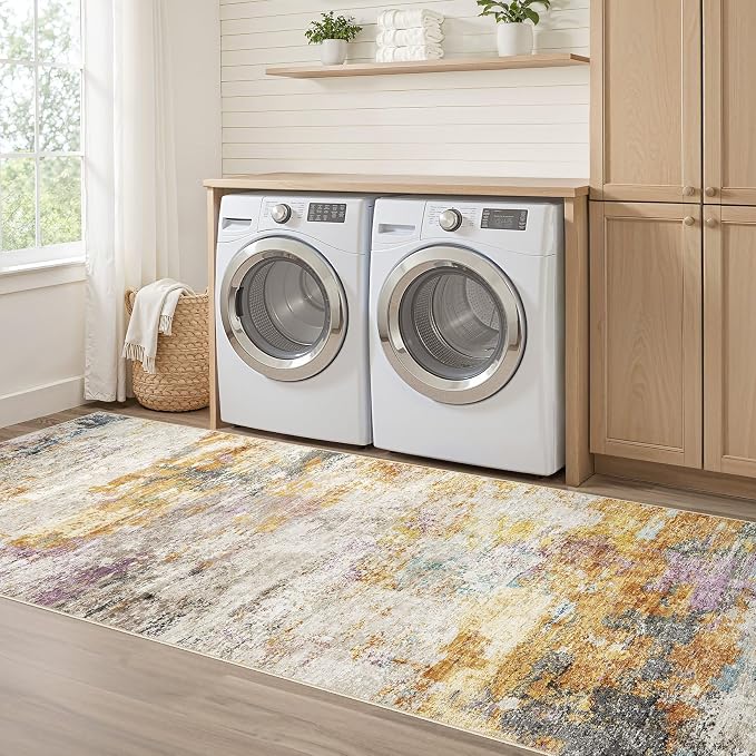 Runner Rug Kitchen Washable Rugs: 2x10 Non-Slip Abstract Soft Modern Stain - Image 7