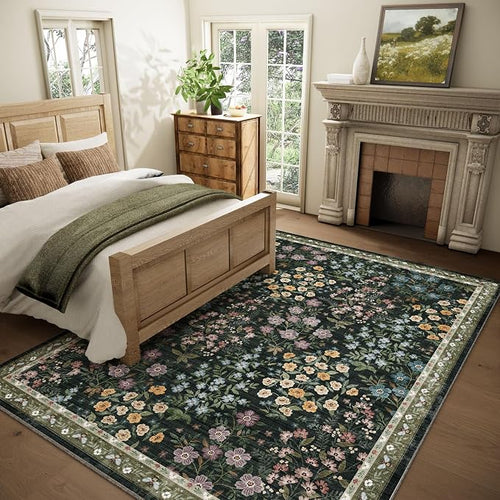 8x10 Area Rugs for Living Room: Washable Rug for Bedroom Vintage Stain - Image 2