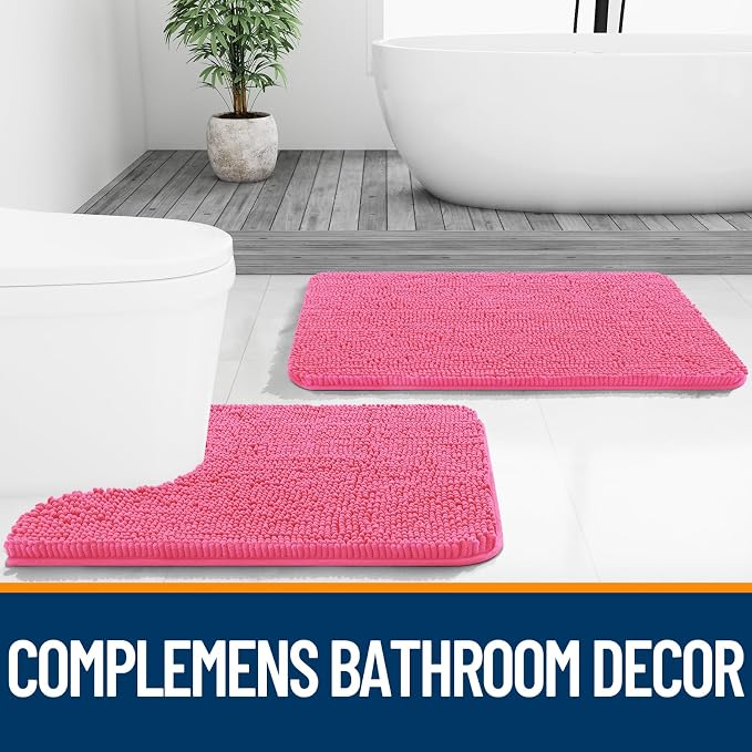 OLANLY Bathroom Runner Rugs 44x24, Soft Absorbent Chenille Bath Rugs, Rubber - Image 7