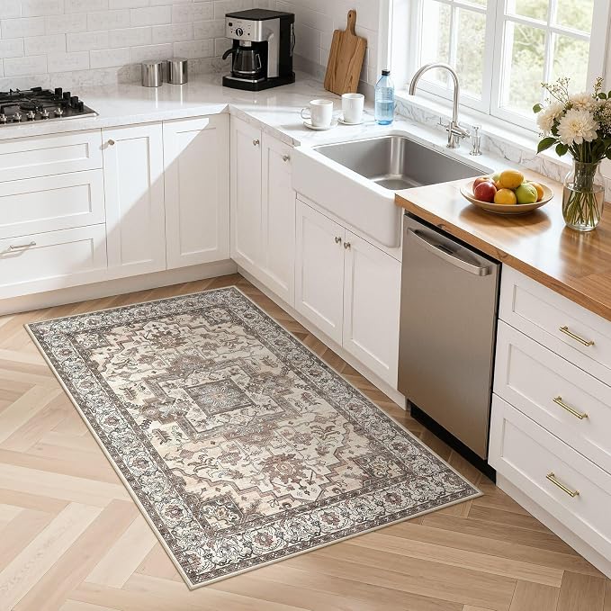 3x5 Area Rugs Living Room: Washable Vintage Rug Large Non-Slip Stain Resistant - Image 2