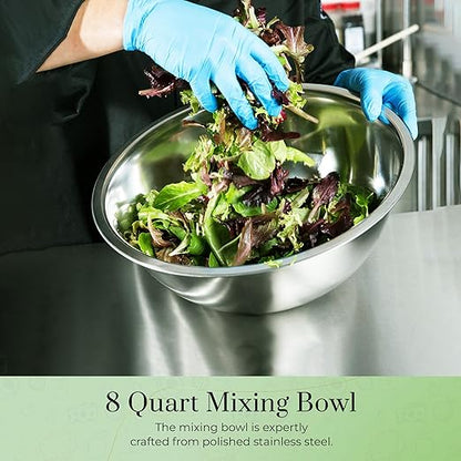 OCS Parts 8 Quart Mixing Bowl | 13.25-Inch Stainless Steel Professional Grade - Image 8