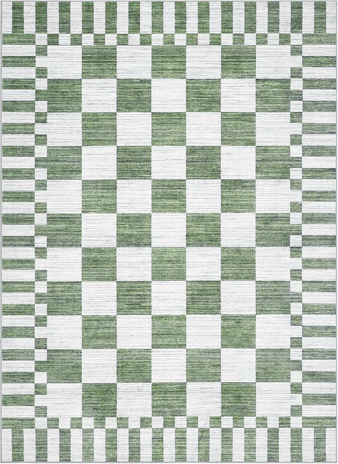 GarveeHome Sage Green Checkered Rug 5×7 Area Rugs - Image 4