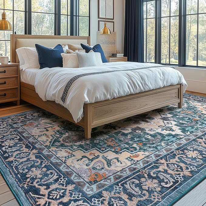 Lessymo Area Rug 5x7, Machine Washable Area Rugs, Super Soft Faux-Wool Area Rugs - Image 2