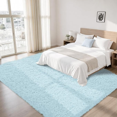 8x10 Area Rug for Living Room:Ultra Soft Fluffy Shag Teal Blue Rugs, Large - Image 2