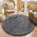 Ophanie Round Rugs 3Ft Grey Circle Area Rug, Christmas Room Decor, Aesthetic by Ophanie