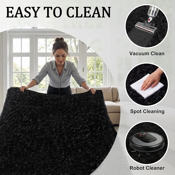 Area Rugs 9x12 Living Room Bedroom: Soft Fluffy Shag Rugs Upgrade Non-Slip High - Image 5