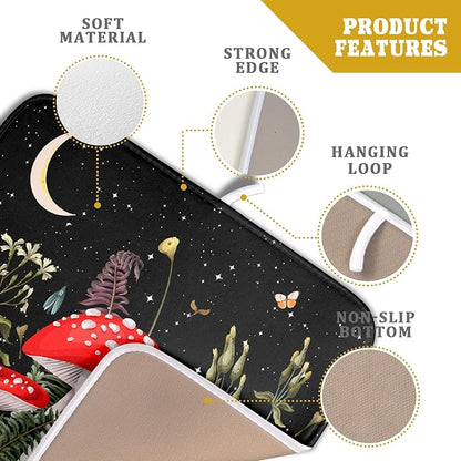 Red Mushroom Dish Drying Mat for Kitchen Counter Plant Leaves Drainer Mats Rack - Image 4