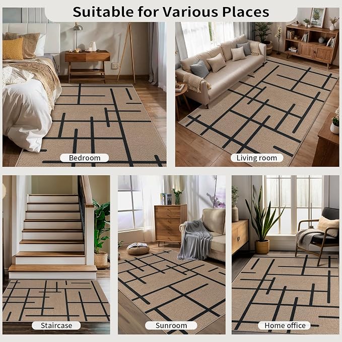 Tangsoo Easy Jute 2x3 Rug for Entryway, Small Washable Thin Outdoor Rug Modern - Image 8