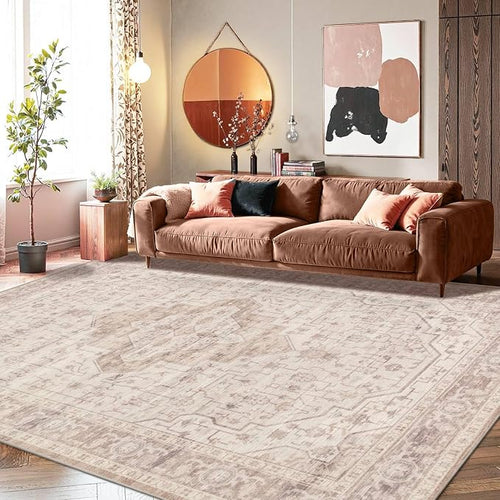 8x10 Washable Area Rug for Living Room & Bedroom, Extra Lager Soft Pink Rugs by Rugxara