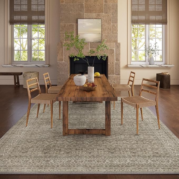 Washable Area Rugs for Living Room: 8x10 Bedroom Area Rug Boho Vintage Rugs - Image 5