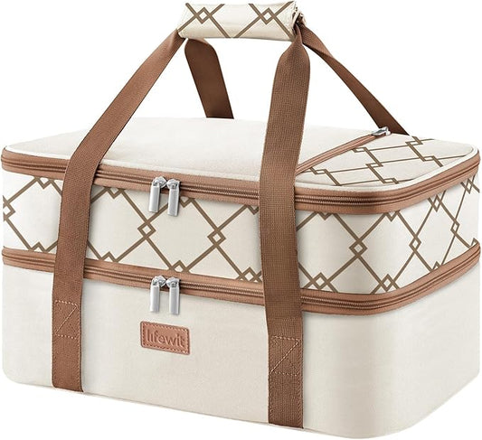 Lifewit Insulated Double Decker Casserole Carrier, Lasagna Lugger Holder by Lifewit