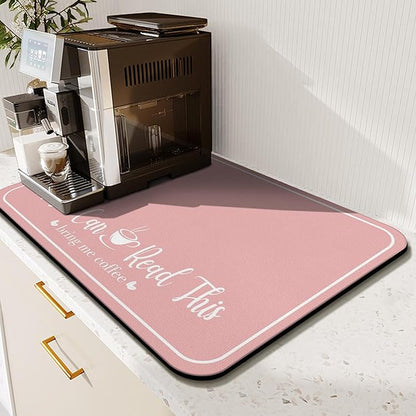 Coffee Bar Mat for Countertops 31.5inx17in, Absorbent Hide Stain Anti-Slip Cafe by Kuyig+Home