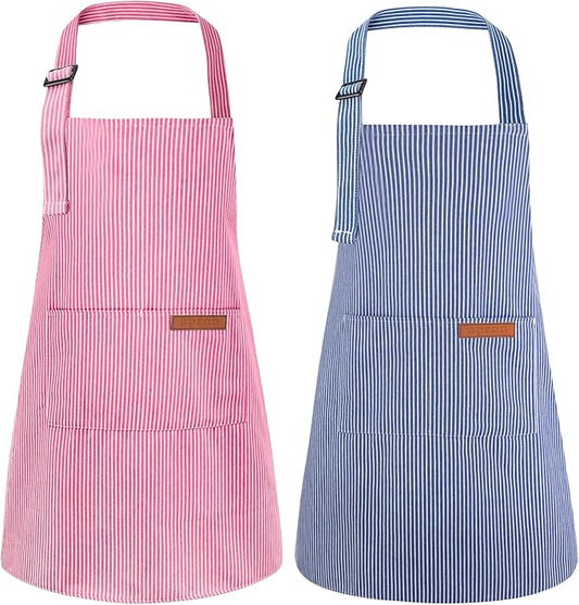 2 Pack Stripes Kids Apron, Kids Cooking Aprons by XLSXEXCL