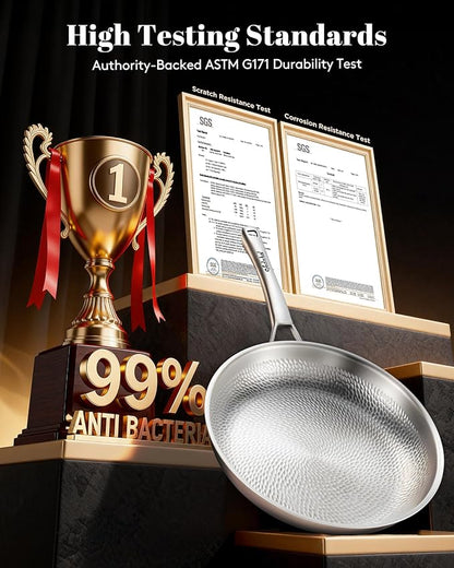 Titanium Pan, 12 Inch Pure Titanium Hammered Pro frying pan - Image 5
