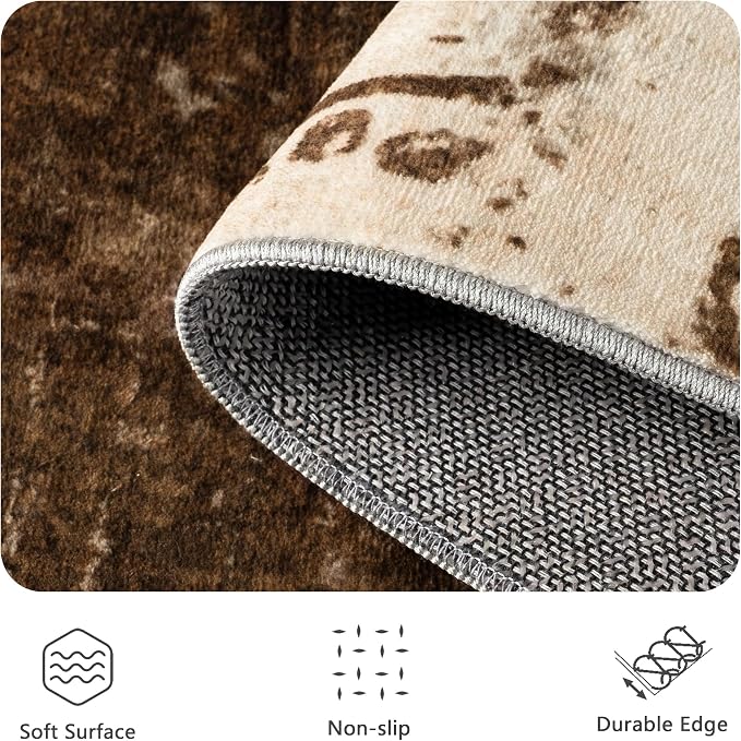 5x7 Area Rugs - Modern Abstract Washable Rug, Ultra Soft Non Slip Low Pile - Image 5
