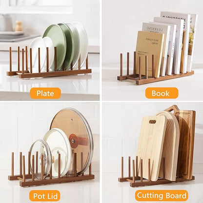 HBlife Acacia Wooden Dish Dying Rack Pot Lid Plate Organizer Holder - Image 8