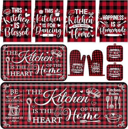 Fourluoo 10 Pcs Farmhouse Kitchen Decor and Accessories Set 4 Kitchen Towels 2 by Fourluoo