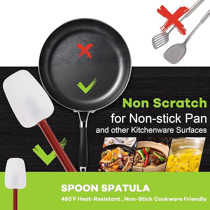 Silicone Rubber Spatula and Spoon Rubber Spatula Set of 3, High Heat Spoon - Image 2