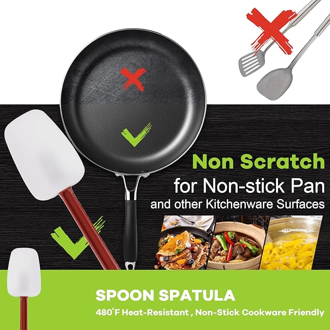 Commercial Spoonula Rubber Spatula Set, High Heat Spatula Spoon 16 Inches - Image 3