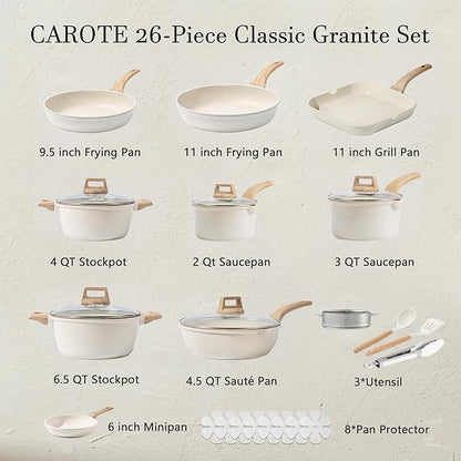 CAROTE Pots and Pans Set Nonstick, Cookware Set Induction Kitchen Cooking Set - Image 2