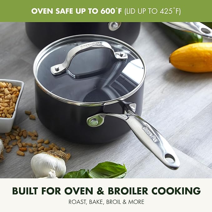 GreenPan Valencia Pro Ceramic Nonstick 1.66QT & 3.3QT Saucepan Pots - Image 8