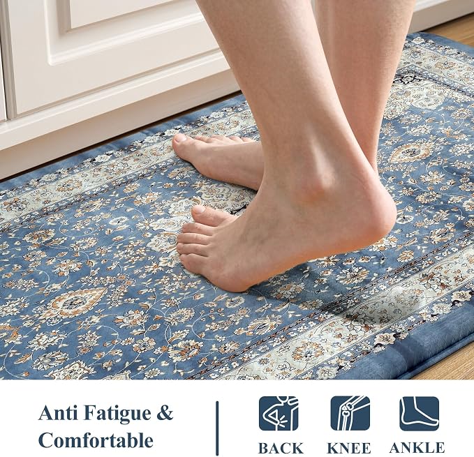 Collive Boho Kitchen Mat, Cushioned Anti Fatigue Kitchen Rug Set 2 Piece - Image 3