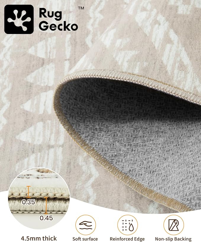 Miukiki 9x12 Area Rug for Living Room Moroccan Washable Rugs Non Slip Indoor - Image 3