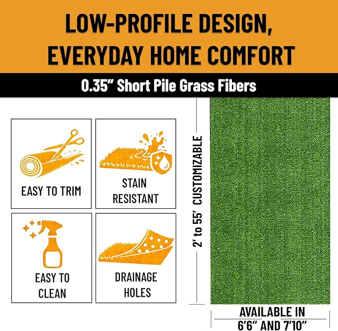 Ottomanson Artificial Turf Lite 94" x 20', Fake Grass Carpet - Image 6