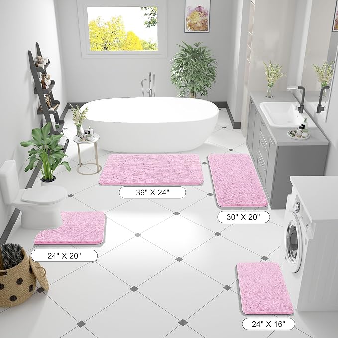 OLANLY Bathroom Runner Rugs 47x24, Extra Soft Absorbent Chenille Bath Rugs - Image 8