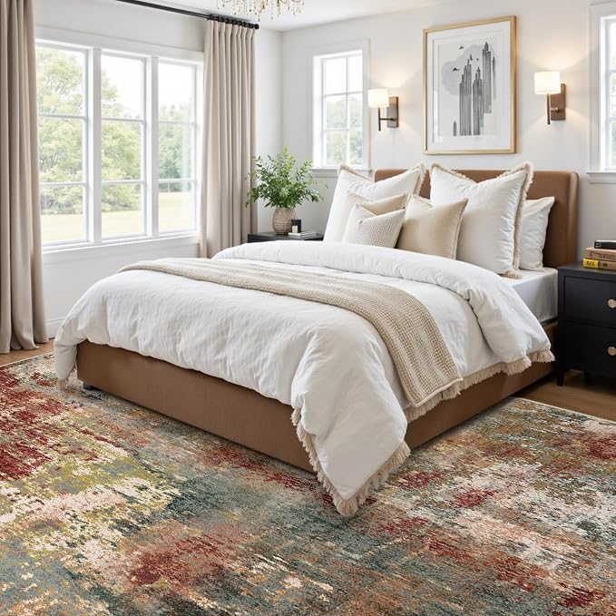 RELEANY Washable Area Rugs 6'x8' Non-Slip Modern Abstract Soft - Image 2