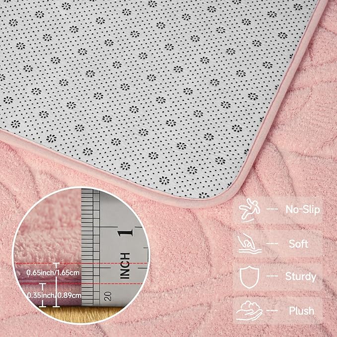 6x9 Pink Washable Area Rug for Bedroom Living Room, Leaf Geometric Patter Shag - Image 6