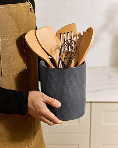 famiware Ocean Utensil Holder, 7.2"+5.8" Ceramic Kitchen Utensil Holder - Image 3