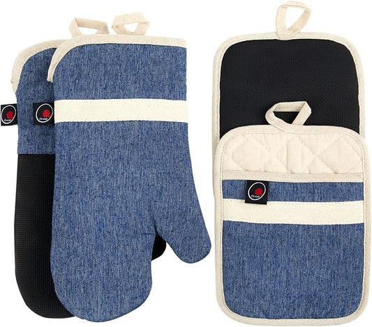 Oven Mitts and PotHolders Sets, Non-Slip Neoprene Oven Mitts are Suitable by Firstall