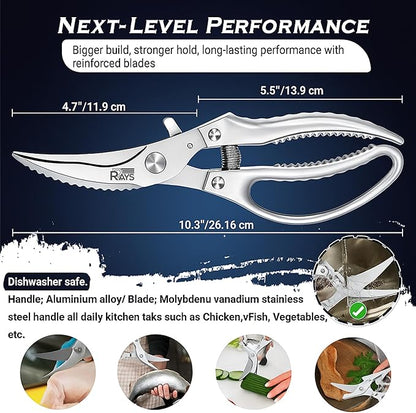 Heavy Duty Poultry Shears – Professional Stainless Steel Kitchen Scissors - Image 3