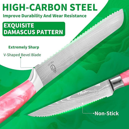 FULLHI 14pcs Block Knife Set, Chef's Knife Steak Knives Set - Image 3